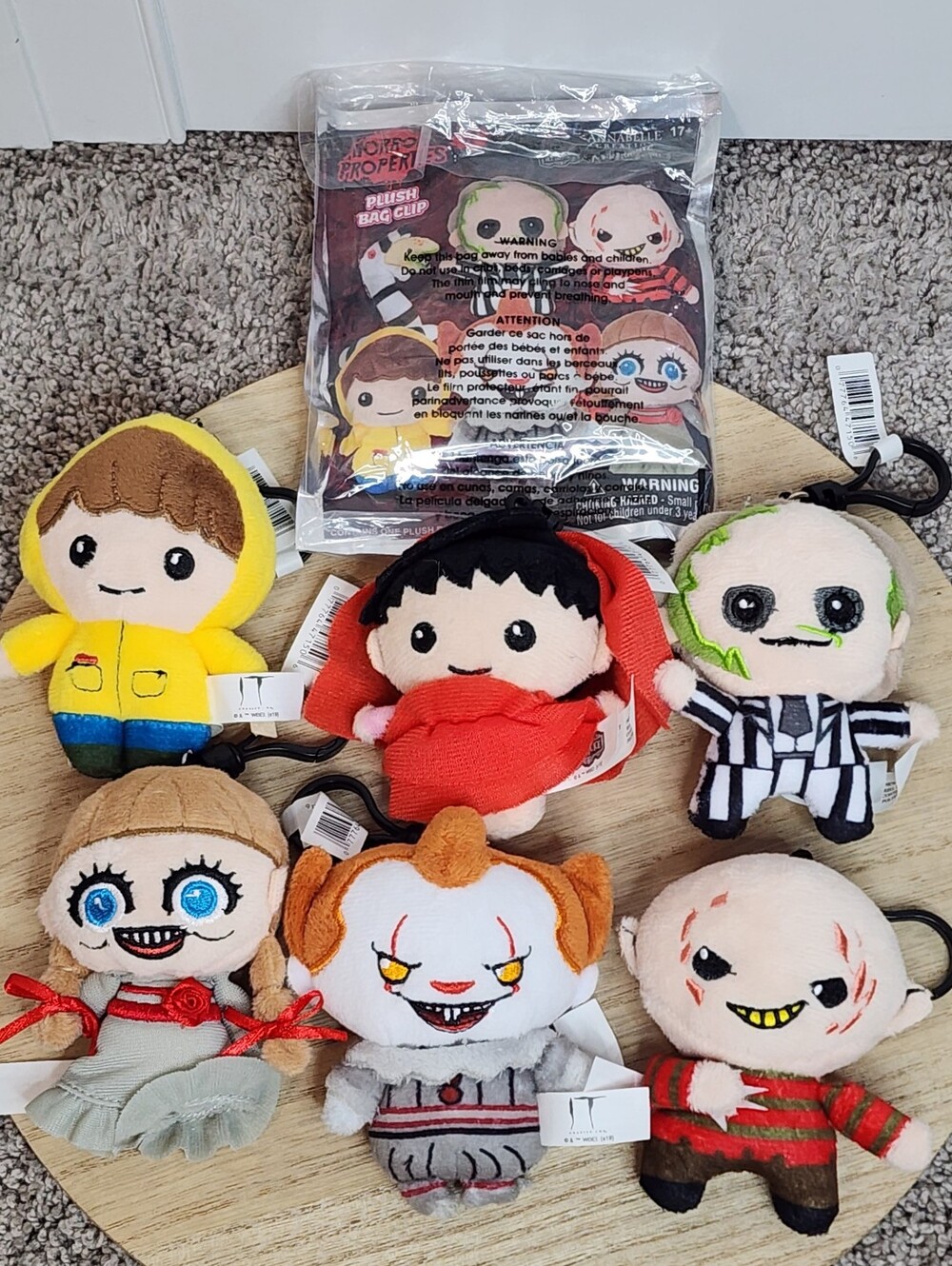 New Horror Properties Series 5 Plush Bag Clips, Complete Set Of 7